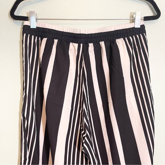 H&M Striped Drawcord Waist Straight Leg Pull-On Pants Black Size 10 - Picture 8 of 14